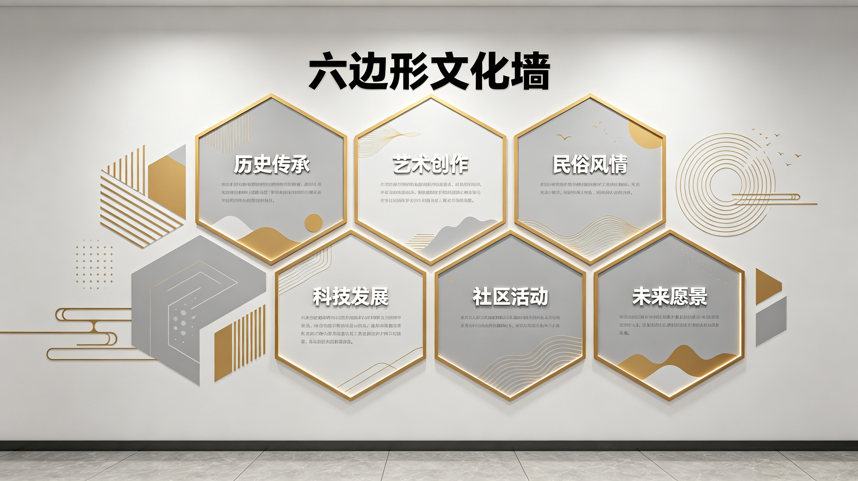  宜黄企业文化墙 | 六边形信息美学